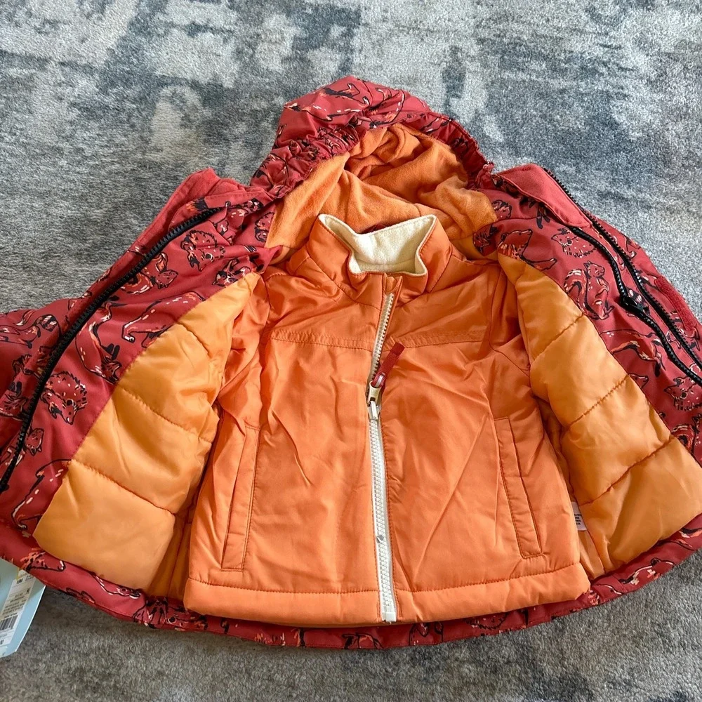 Cat and Jack 3 in 1 Jacket Boys 12 Months Orange Fleece Warm Winter Coat NEW